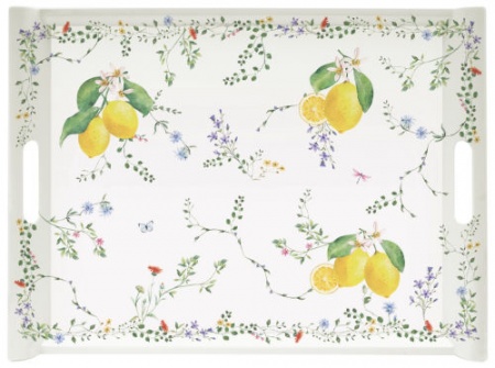 PLATEAU 52X37CM EN MELAMINE FLEURS ET CITRONS