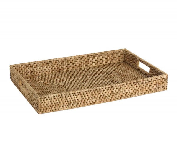 PLATEAU D�CORATIF EN ROTIN 56X36X7