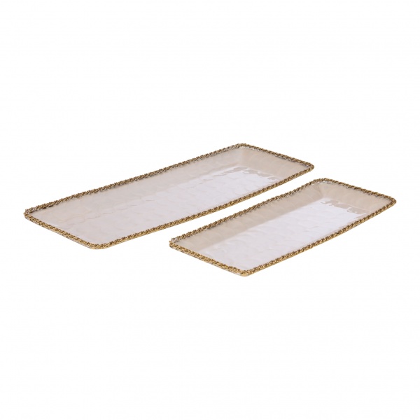 PLATEAU ECAILLE RECTANGULAIRE CREME