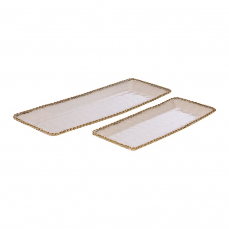 PLATEAU ECAILLE RECTANGULAIRE CREME