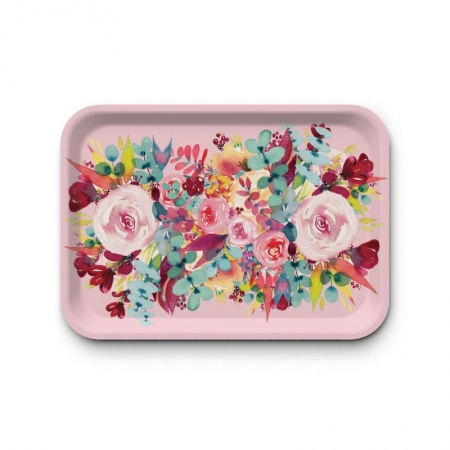 Plateau rectangulaire kraft - Floral rose (blush pink)