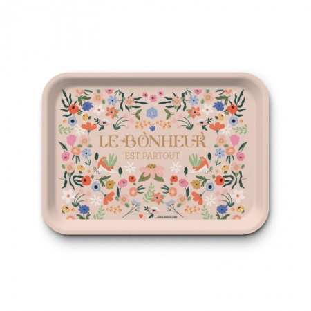 Plateau rectangulaire kraft - Le bonheur est partout