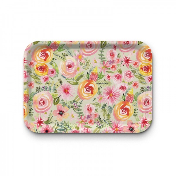 Plateau rectangulaire kraft - Spring floral