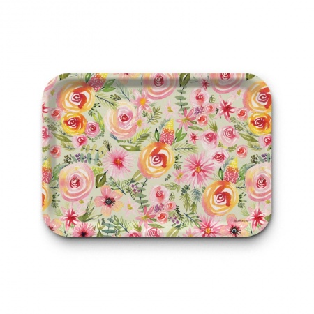 Plateau rectangulaire kraft - Spring floral