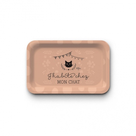 Plateau rectangulaire kraft- J\'habite chez mon chat