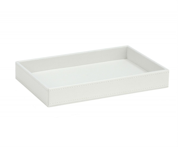 PLATEAU VIDE POCHE SIMILCUIR. BLANC