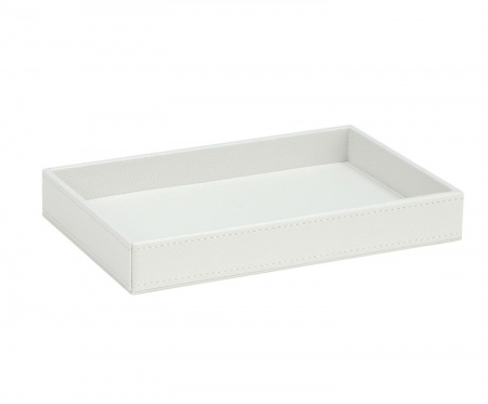 PLATEAU VIDE POCHE SIMILCUIR. BLANC