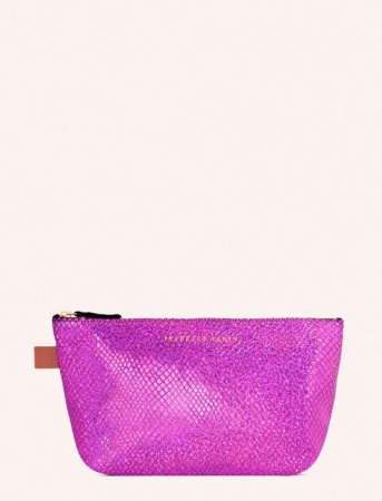 Pochette / Trousse en cuir LENCIL - FACETTE FUSHIA