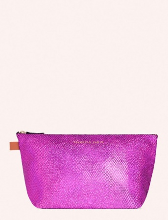 Pochette / Trousse en cuir MILD - FACETTE FUSHIA