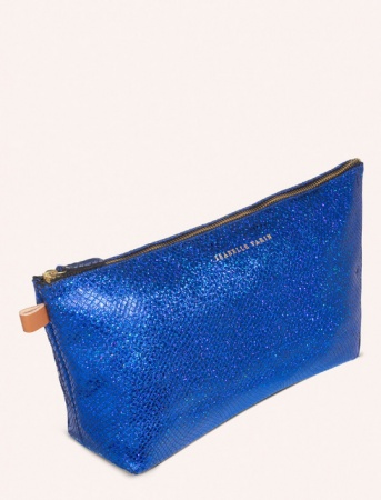 Pochette / Trousse en cuir PILOW Facette Bleu