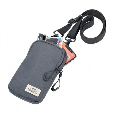 Pochette (câbles), plastique marin recyclé, GRIS FONCE, 2 compartiments, fermeture éclair, 6 poches filets