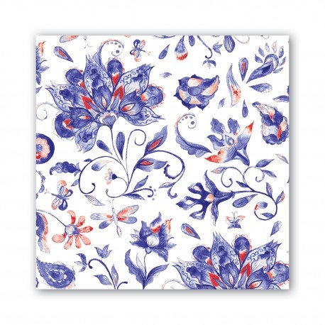 Pochette de 20 serviettes carr�es - Paisley & Plaid*
