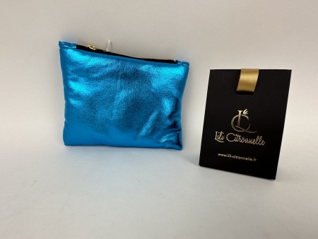 Pochette PM GLITTER Turquoise - Jersey Argent