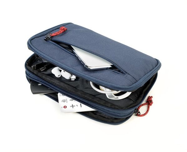 Pochette pour c�bles, d\'accessoires �lectroniques 100% rPET, bleu