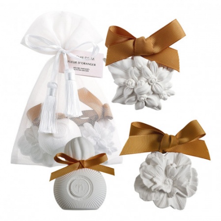 Pochon de 3 d&eacute;cors parfum&eacute;s  - Fleur d\'Oranger