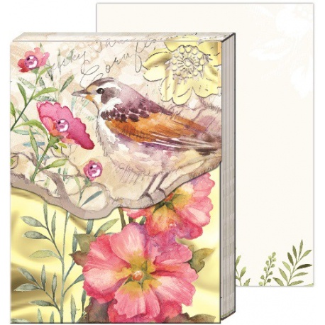 Pocket carnet de notes aimant� - pink floral bird