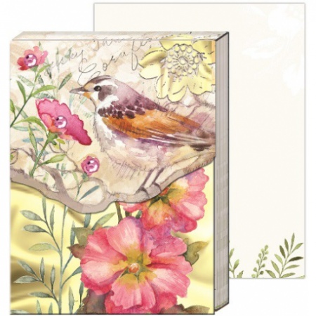 Pocket carnet de notes aimanté - pink floral bird