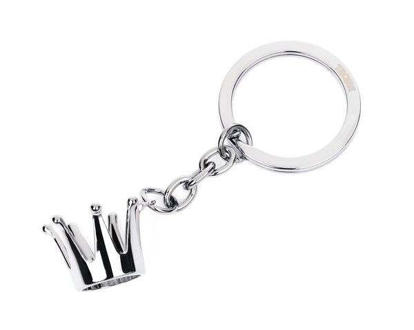 Porte-cl�s, couronne, brillant, argent�