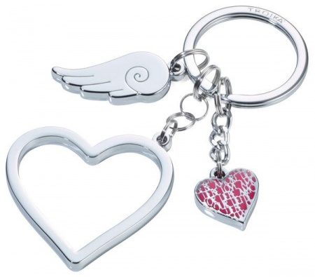 Porte-clés \ LOVE IS IN THE AIR\  Argent