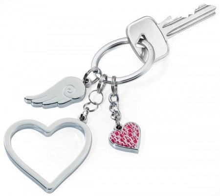 Porte-clés \ LOVE IS IN THE AIR\  Argent