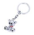 Porte-cl�s, Ourson argent� avec ruban rouge