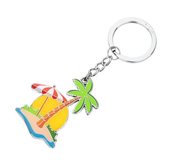 Porte-cl�s, vacances (�le avec palmier) multicolore