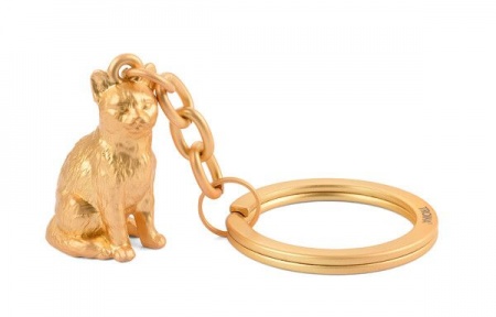 Porte-clés Cléopâtre, doré, chat, chromé, mat