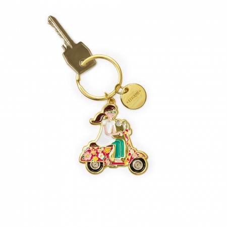 PORTE-CLÉS EN MÉTAL ÉMAILLÉ - WHAT A KEY RING - SCOOTER