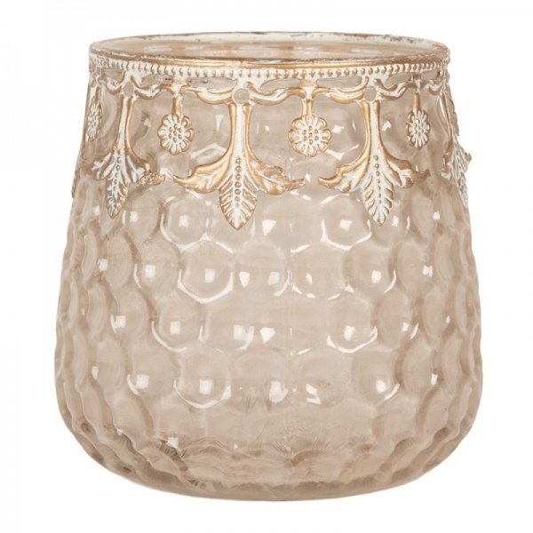 Porte-lampion en verre Rose diametre 10x10 cm