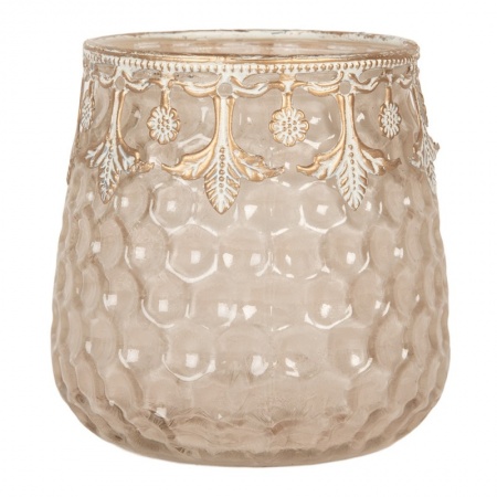 Porte-lampion en verre Rose diametre 10x10 cm