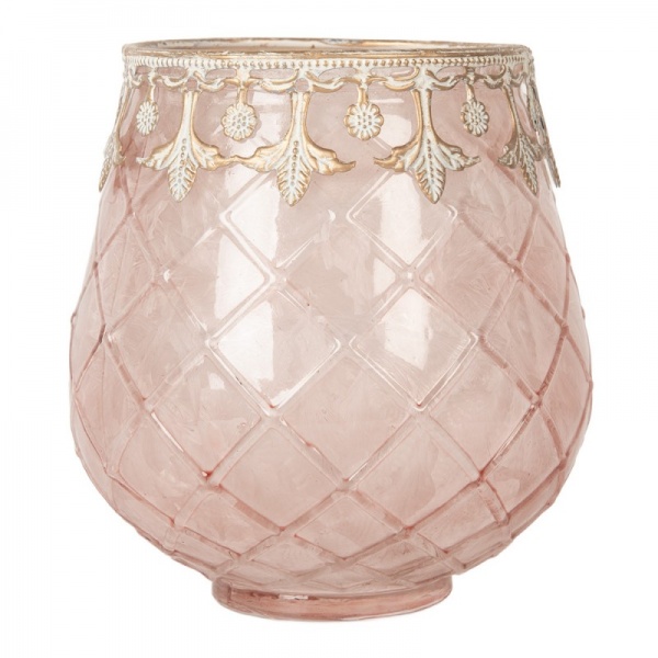 Porte-lampion en verre Rose Or diametre 13x14 cm