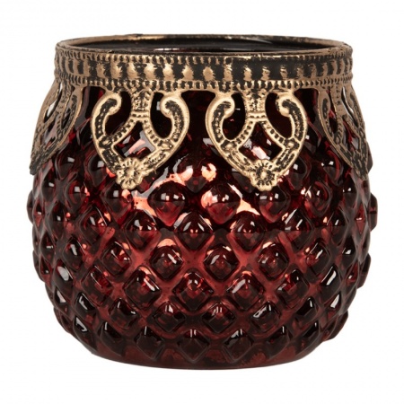 Porte-lampion en verre Rouge diametre 9x8 cm
