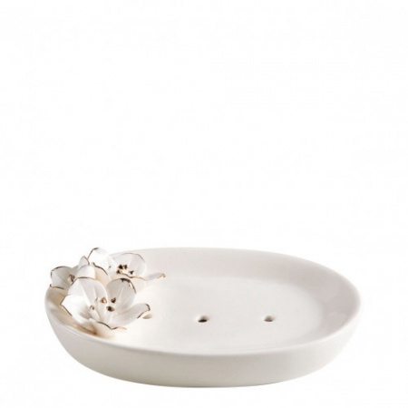 Porte-savon Amour de Fleurs c&eacute;ramique blanc