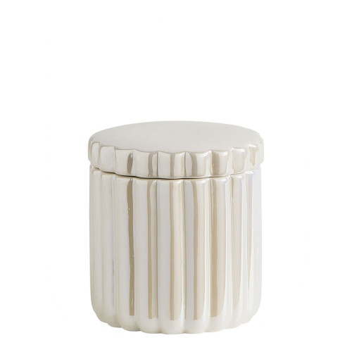 Pot � coton Amour de Fleurs c�ramique blanc - Nacr�