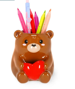 POT A CRAYON EN CERAMIQUE -DESK FRIENDS - TEDDY BEAR