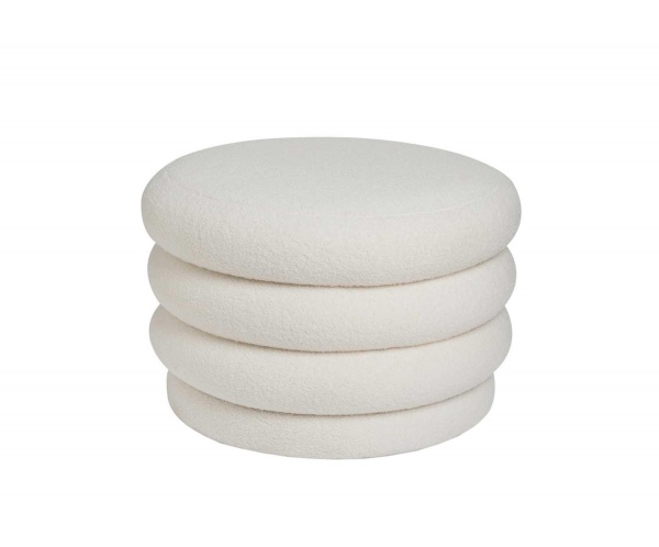 POUF BOUCL� BLANC STOCKAGE �60X41CM