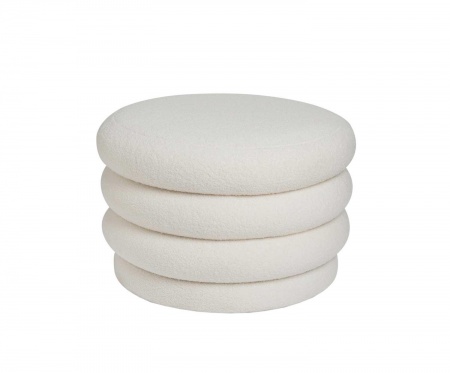 POUF BOUCLÉ BLANC STOCKAGE Ø60X41CM