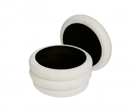POUF bouclette blanc AVEC RANGEMENT