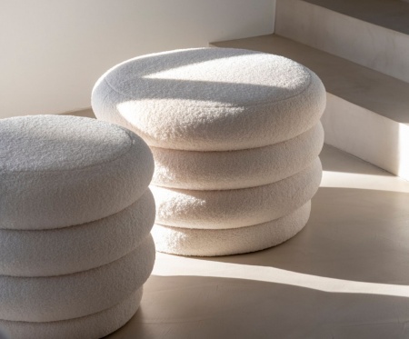 POUF bouclette blanc AVEC RANGEMENT