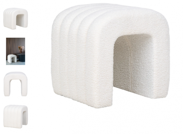 Pouf Colma boucl� blanc