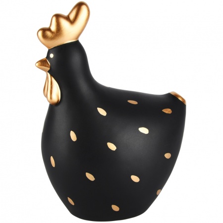 Poule Noir et or &agrave; pois Petit mod&egrave;le