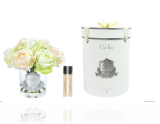 Premium Bouquet - Spring Blush Rose Buds - Clear - Silver Badge - vase clair  - Roses rose & peche