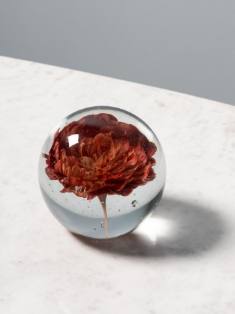 Presse papier fleur rouge