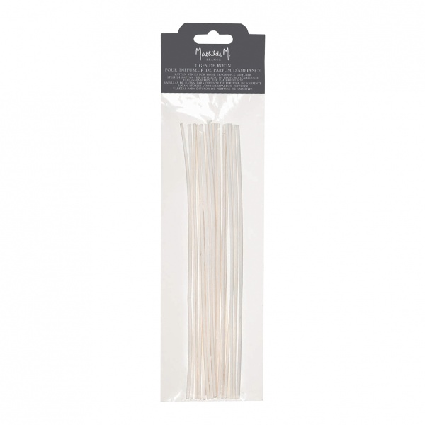 Sachet de 18 tiges de rotin blanchie 25 cm