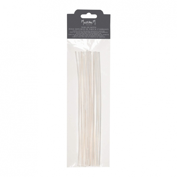 Sachet de 18 tiges de rotin blanchie 25 cm
