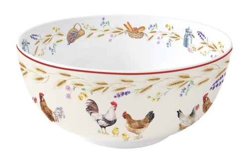 SALADIER � 23CM ht10,5CM EN PORCELAINE COUNTRY LIFE