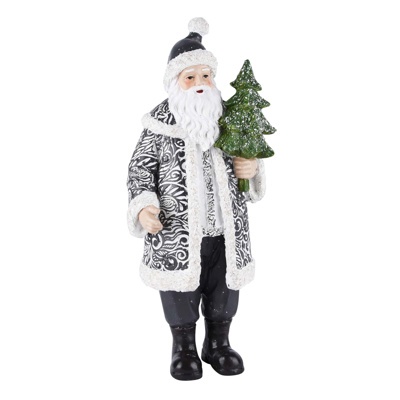 Santa gris et blanc avec des arbres