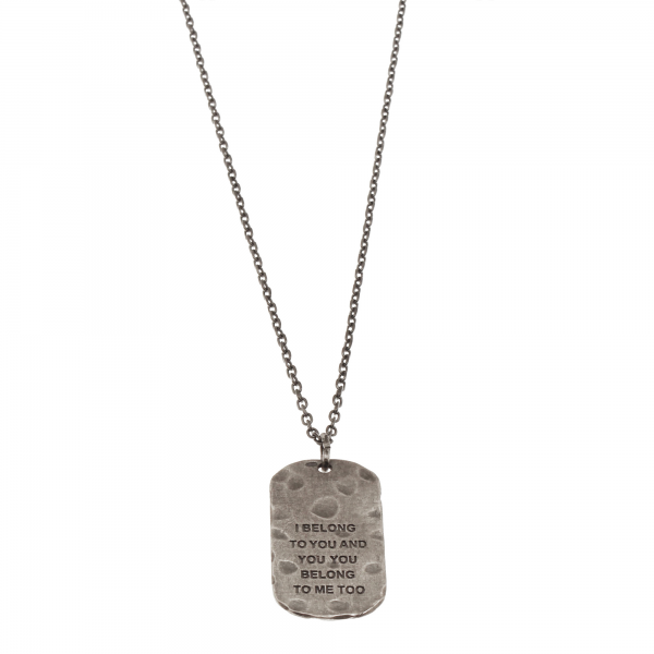 SAUTOIR PLAQUE GI  I BELONG TO YOU SUR CHAINE FINE POUR  - Homme