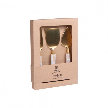 SERVICE DE 3 COUTEAUX A FROMAGE - POSIDONIE