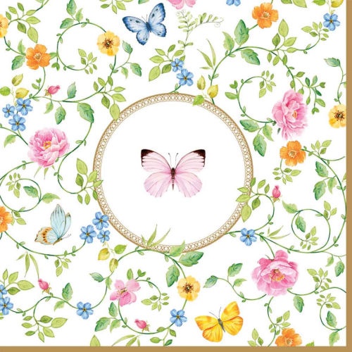 Serviettes en Papier 33X33cm - DANCING BUTTERFLIES
